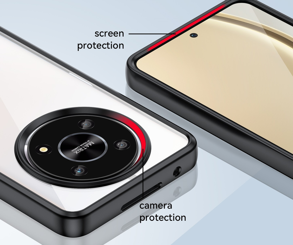 Ударопрочный защитный чехол на телефон Honor X30, черные рамки, мягкий отклик кнопок