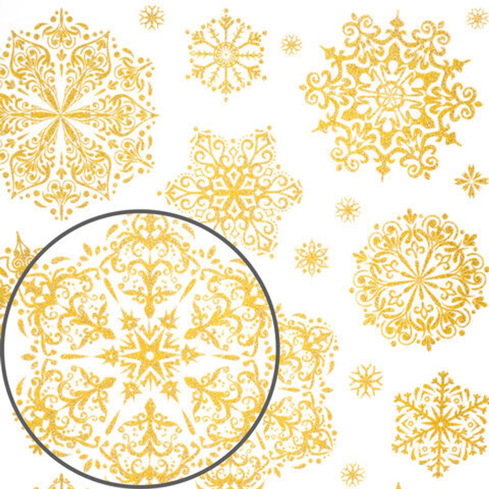Наклейка для окон, 112 СНЕЖИНОК, КОМПЛЕКТ 4 шт., 30х38 см, глиттер, золото, ЗОЛОТАЯ СКАЗКА, 592570