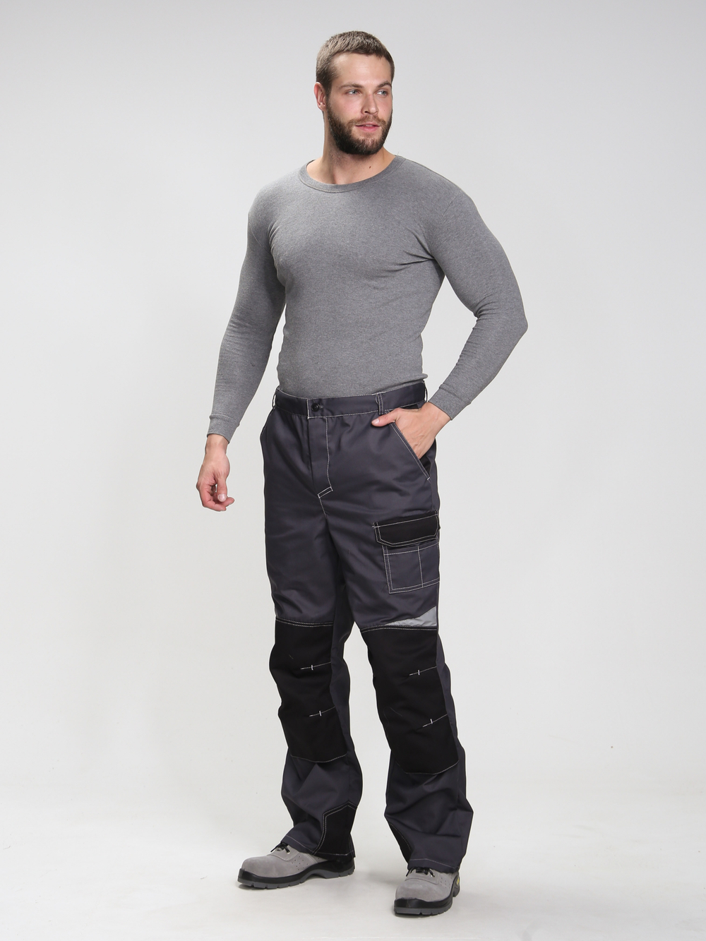 Костюм Вектрон-1 (тк.Смесовая,240) брюки, т.серый/св.серый/черный