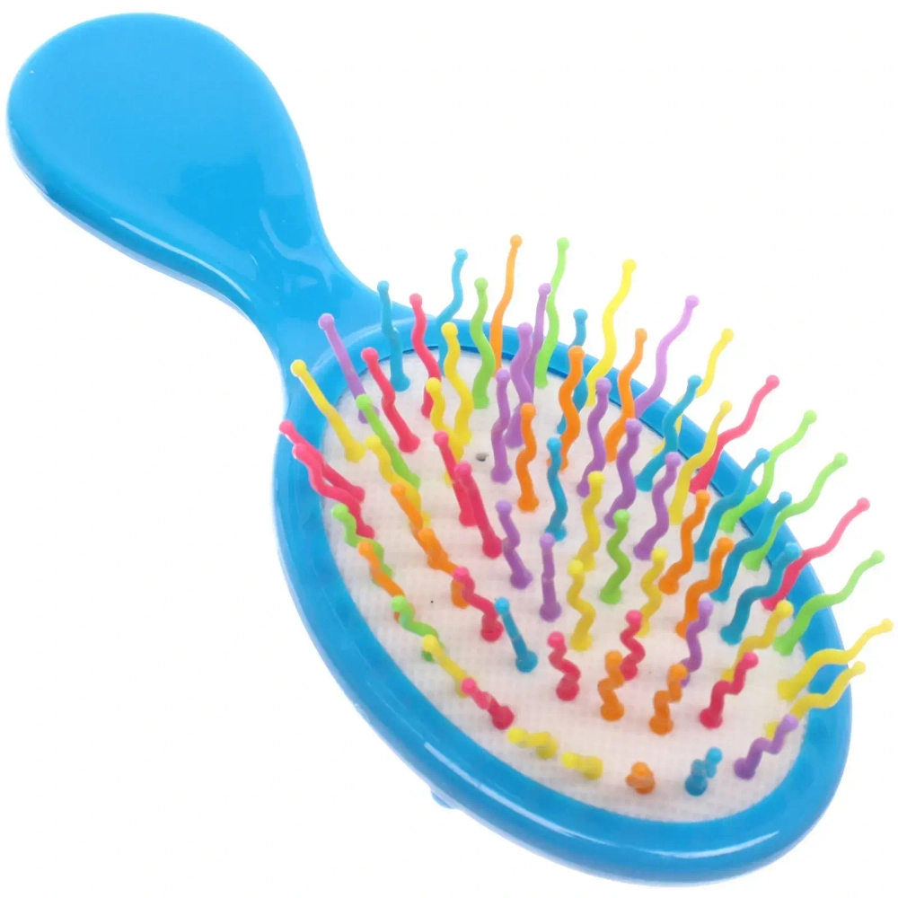 Расчёска массажная детская «Little darling», Ромашка - улыбашка, цвет голубойй, разноцветные зубчики, 13,8*6см (пакет с подвесом)