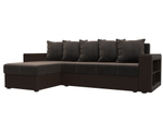 Диван угловой Дубай Лайт левый угол, Коричневый\Коричневый, Велюр\Экокожа, 114156L