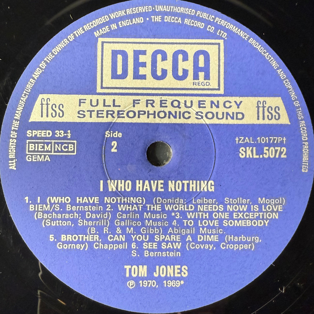 Tom Jones - I Who Have Nothing (Англия 1970г.)