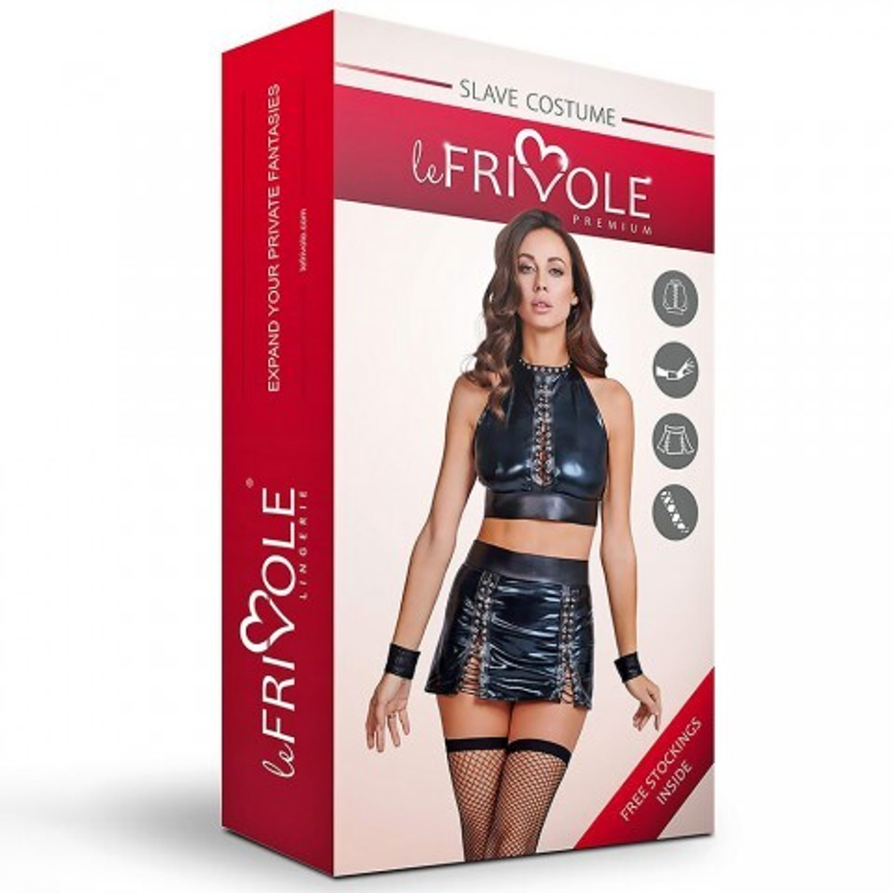 Кожаный эротический костюм Le Frivole Premium «Рабыня», M-L