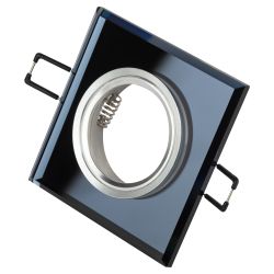 DK8 CH/BK Светильник ЭРА декор стекло квадрат MR16,12V/220V, 50W, хром/черный | Декоративные встраиваемые светильники