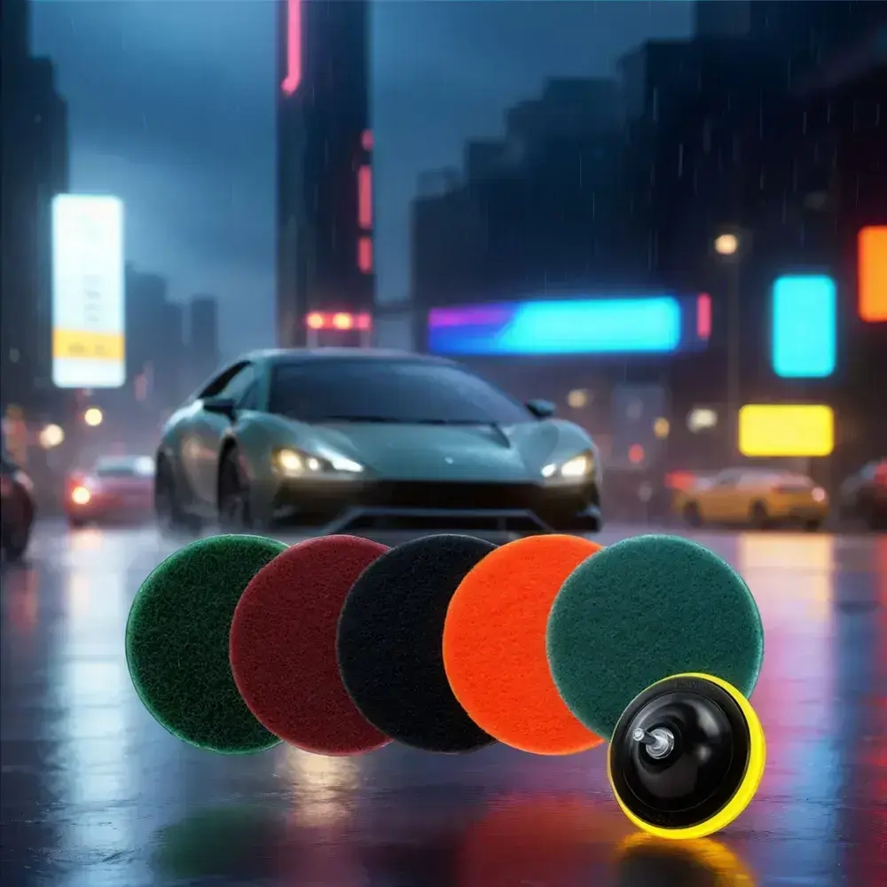 набор шлифовальных кругов 125 на липучке - синий Р3000 Оранжевый P1500 тёмно-серый Р800 красный Р320 зелёный Р240 по 1 шт.Подарок - 2 штуки адаптеров.