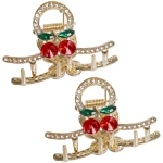 Заколка-краб для волос 2шт «AKS - DesignPRO», вишенки, завиток, цвет золото и хром, 5,5*3см