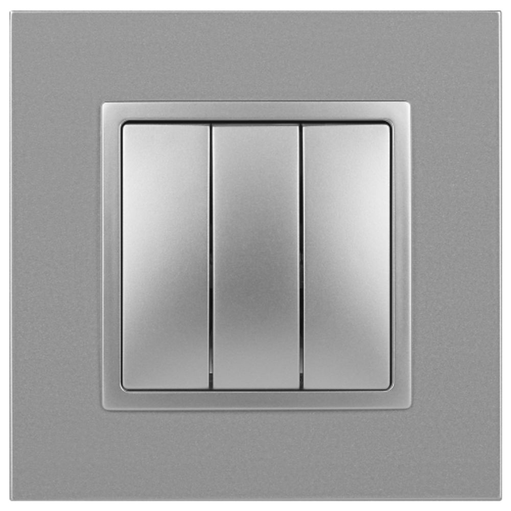 14-1107-03 ЭРА Выключатель тройной, 10АХ-250В, IP20, Эра Elegance, алюминий | Elegance Алюминий