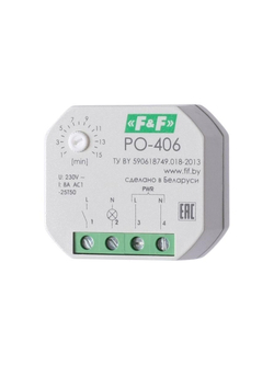 Реле времени PO-406 8А 230В 1НО IP20 задержка выключ./управ. контактом монтаж в коробку d-60мм F&F EA02.001.019