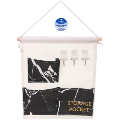 Карман настенный 3 отделения 3 крючка «ИДЕЯДОМА», цвет черный, 34*30см (лейбл Селфи)