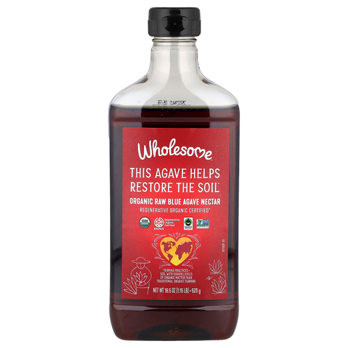 Wholesome Sweeteners, Органический необработанный нектар из голубой агавы, 525 г (18,5 унции)