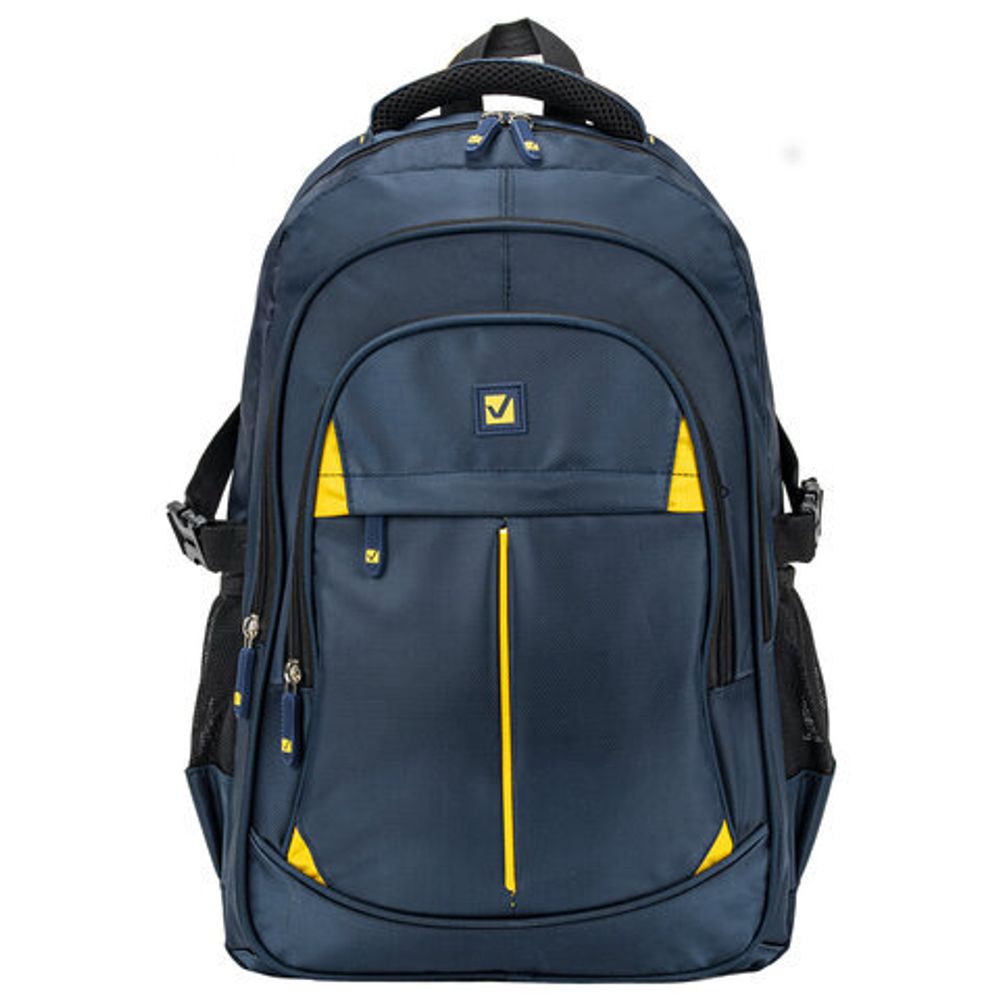 Рюкзак BRAUBERG TITANIUM универсальный, синий, желтые вставки, 45х28х18см, 270768