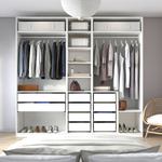 Гардероб PAX IKEA (комбинация) с 10 ящиками 250x58x236 см (белый) 250*58*236 см, Белый   Фиеста
