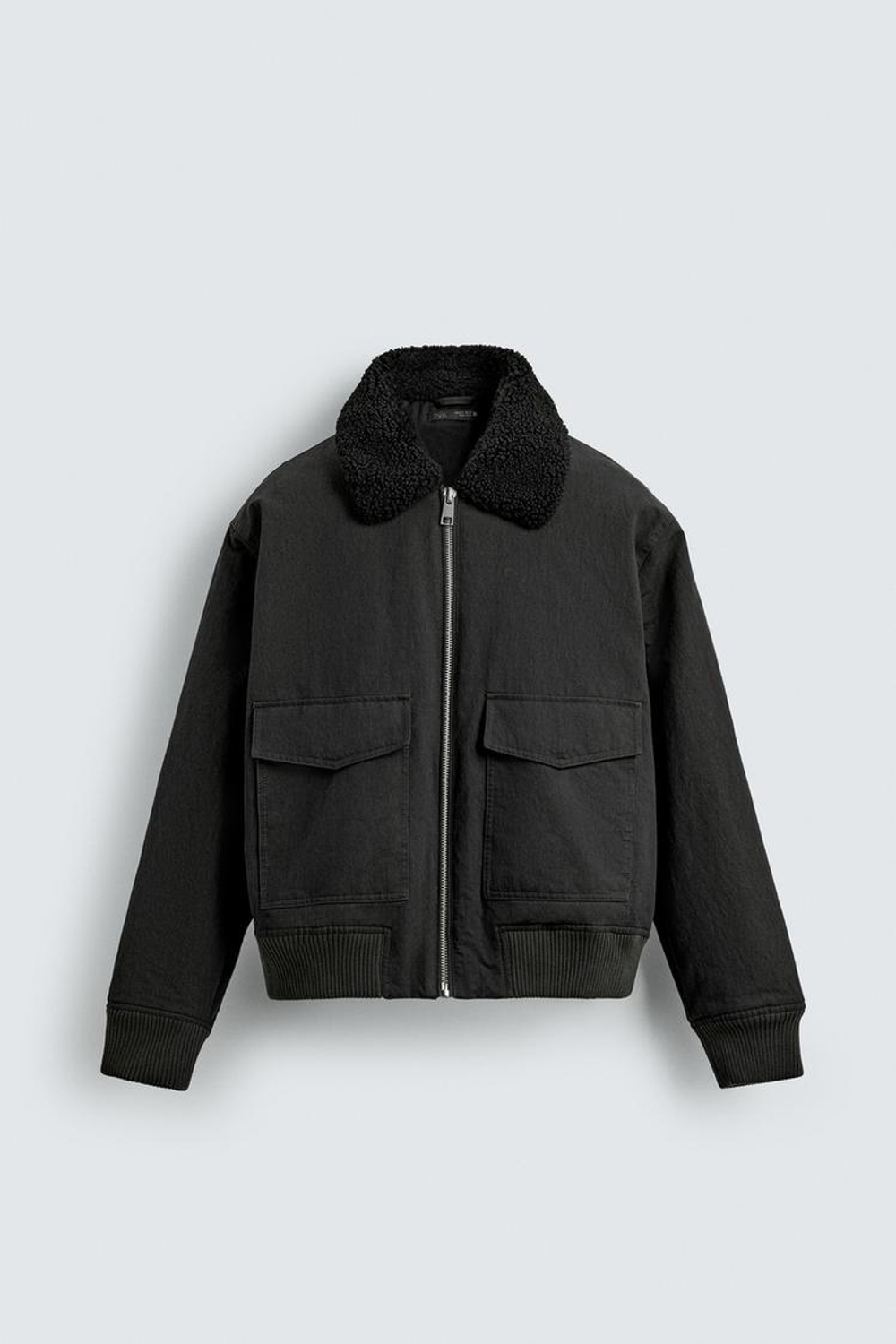 ZARA КОМБИНИРОВАННЫЙ БОМБЕР, АНТРАЦИТОВО-СЕРЫЙ