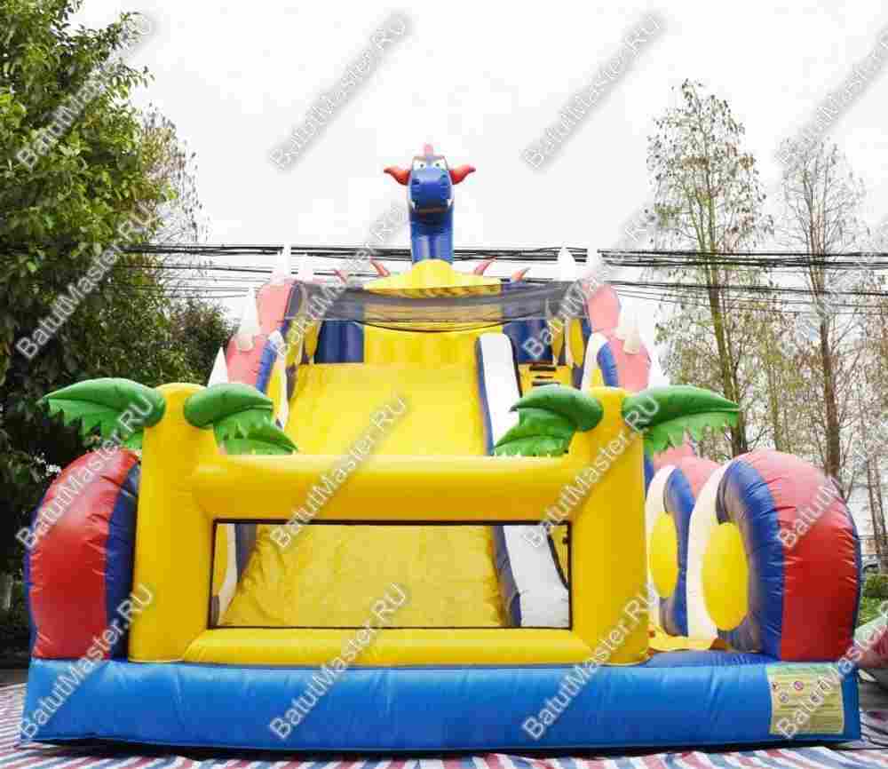 Батут-горка "Дракон синий", 10*5*8 м