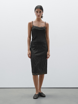 Massimo Dutti Двухслойная юбка из рельефной ткани, черный