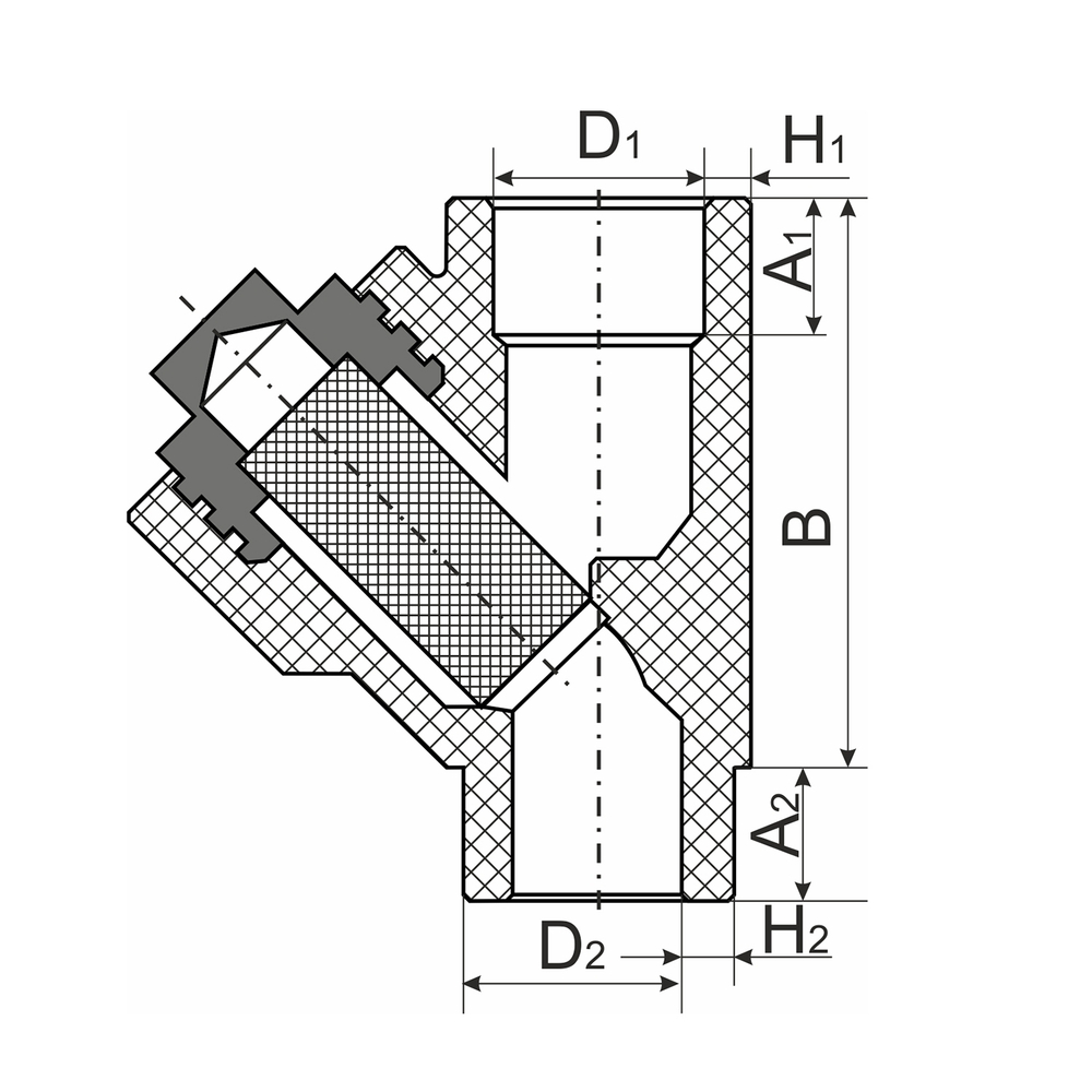 Фильтр косой 20 вн/нар EVER® plast  СЕРЫЙ (Россия)