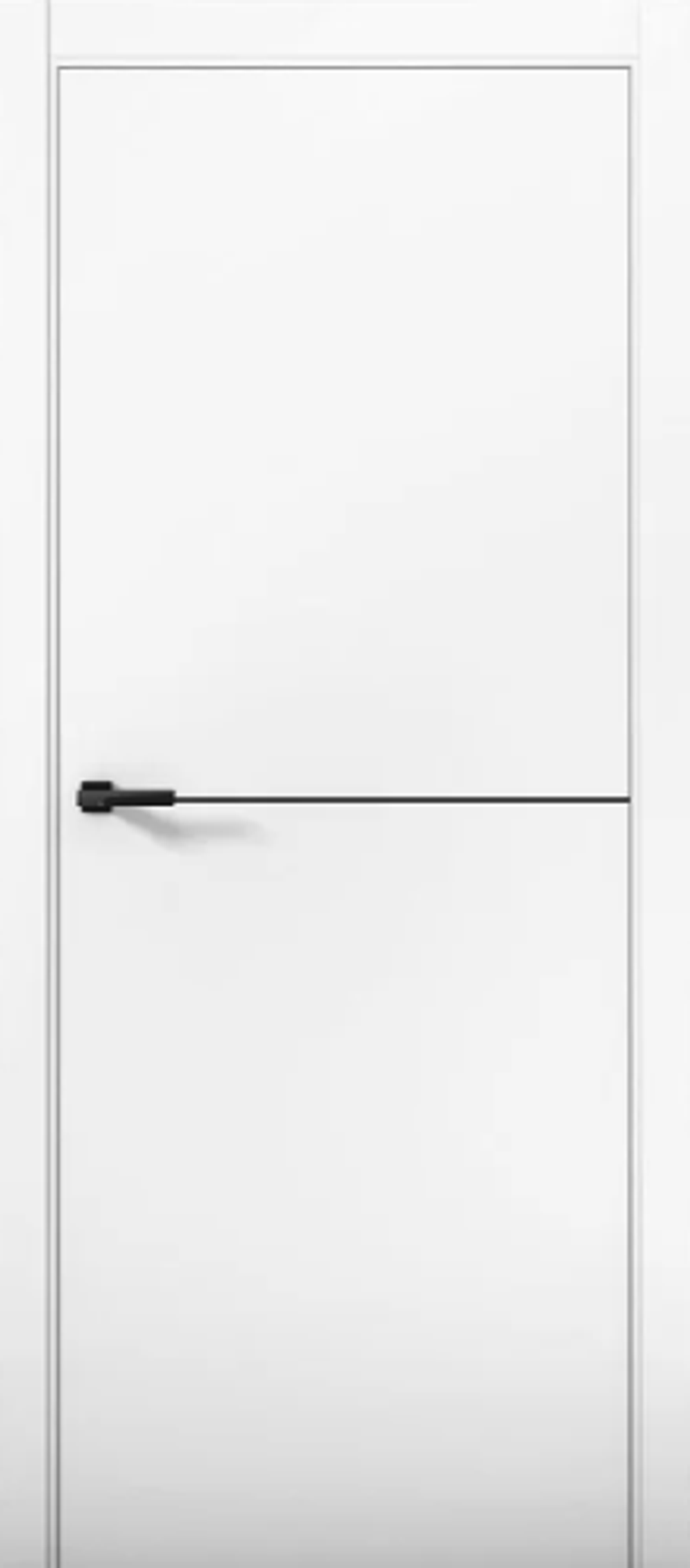 Межкомнатная дверь Turen Becker Fox 2 (черный молдинг, черная алюминиевая кромка, черный замок Apecs) Белый матовый