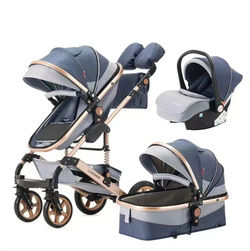 Детская коляска-трансформер 3 в 1 Luxmom 510, c автолюлькой / синий цвет