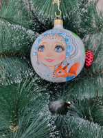 Шар стеклянный "снегурочка" ручная роспись