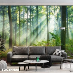 Фотообои на стену флизелиновые 3d 400х270 Лес Природа. 3д фото обои для кухни моющиеся виниловые, интерьерное покрытие 3d эффект в спальню, декор для дома