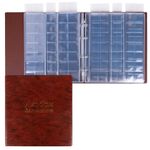 Альбом нумизмата для 380 монет (диаметр до 38 мм) и купюр, 253х238 мм, коричневый, ОСТРОВ СОКРОВИЩ, 237961