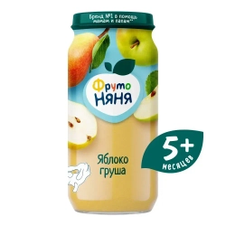 Пюре фруктовое ФрутоНяня с 5 месяцев, яблоко и груша, 250 г