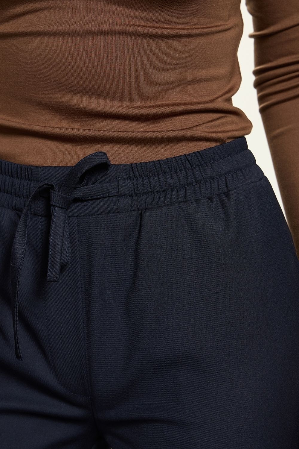 Брюки Чинос на резинке синие смесовая шерсть