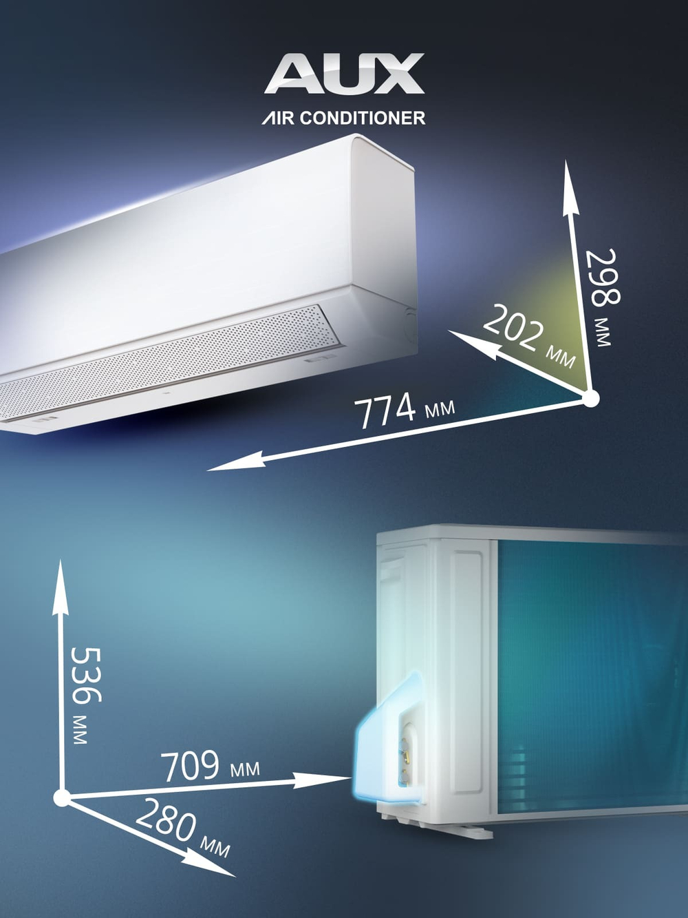Настенная сплит-система AUX ASW-H09A4/CA-R2DI + AS-H09A4/CA-R2DI, белый