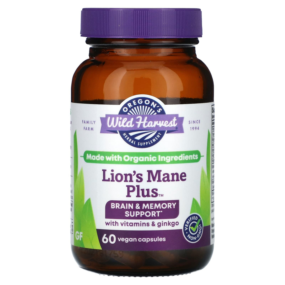 Oregon's Wild Harvest, Lion's Mane Plus, 60 веганских капсул