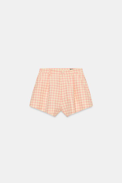 ZARA ШОРТЫ В КЛЕТКУ ВИШИ — ZW COLLECTION, РОЗОВЫЙ/БЕЛЫЙ