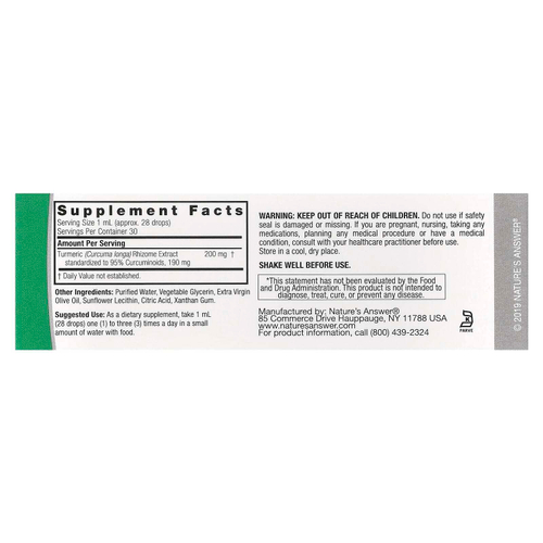 Nature's Answer, Turmeric-3®, без спирта, 200 мг, 30 мл (1 жидк. Унция)