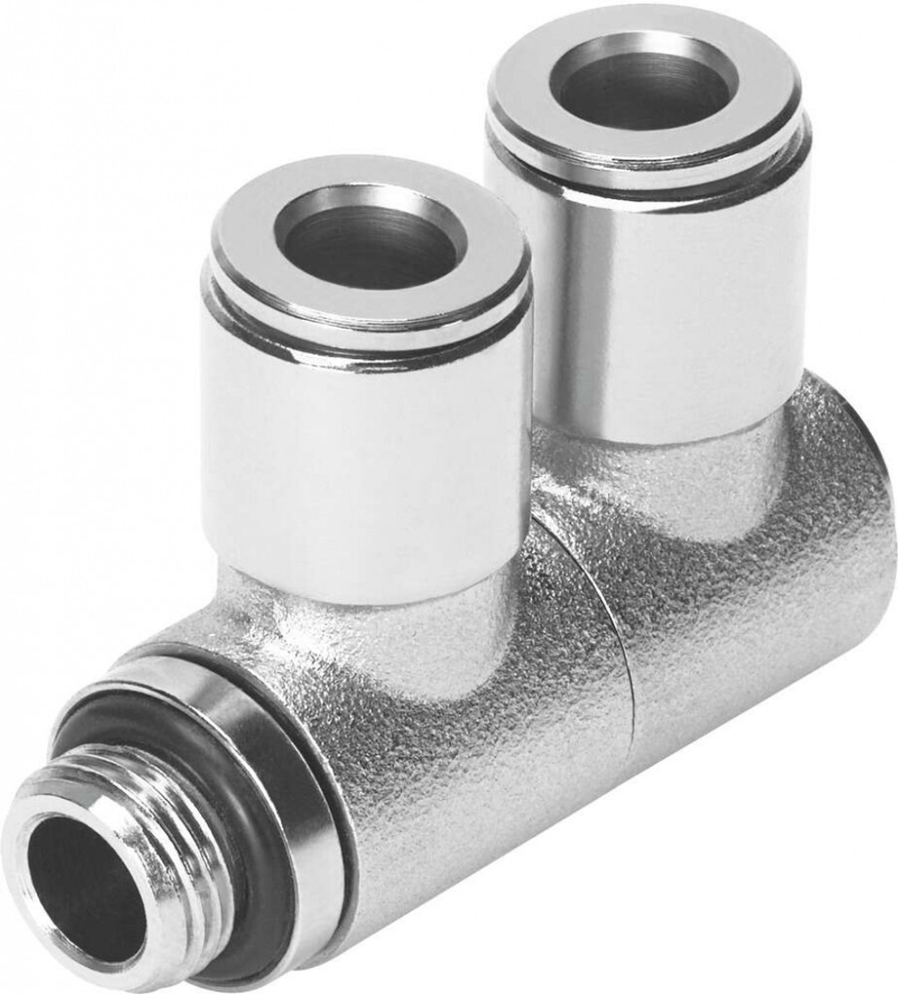 Разветвитель цанговый с резьбой, угловой поворотный Festo NPQM-LFK-G14-Q8-P10 (комплект 10 шт)