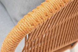 "Милан" кресло плетеное из роупа, каркас алюминий светло-серый (RAL7035) муар, роуп оранжевый меланж круглый, ткань светло-серая