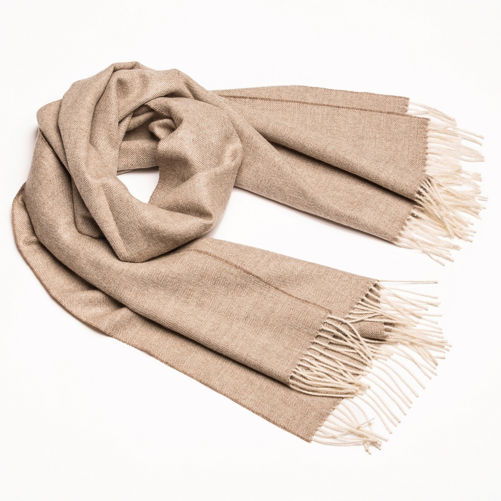 Шарф 30x200 Alpaka Beige White ALP_BEIGE