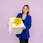 Бант-шар в желтом цвете, лаковый, 21 см/ 36 см