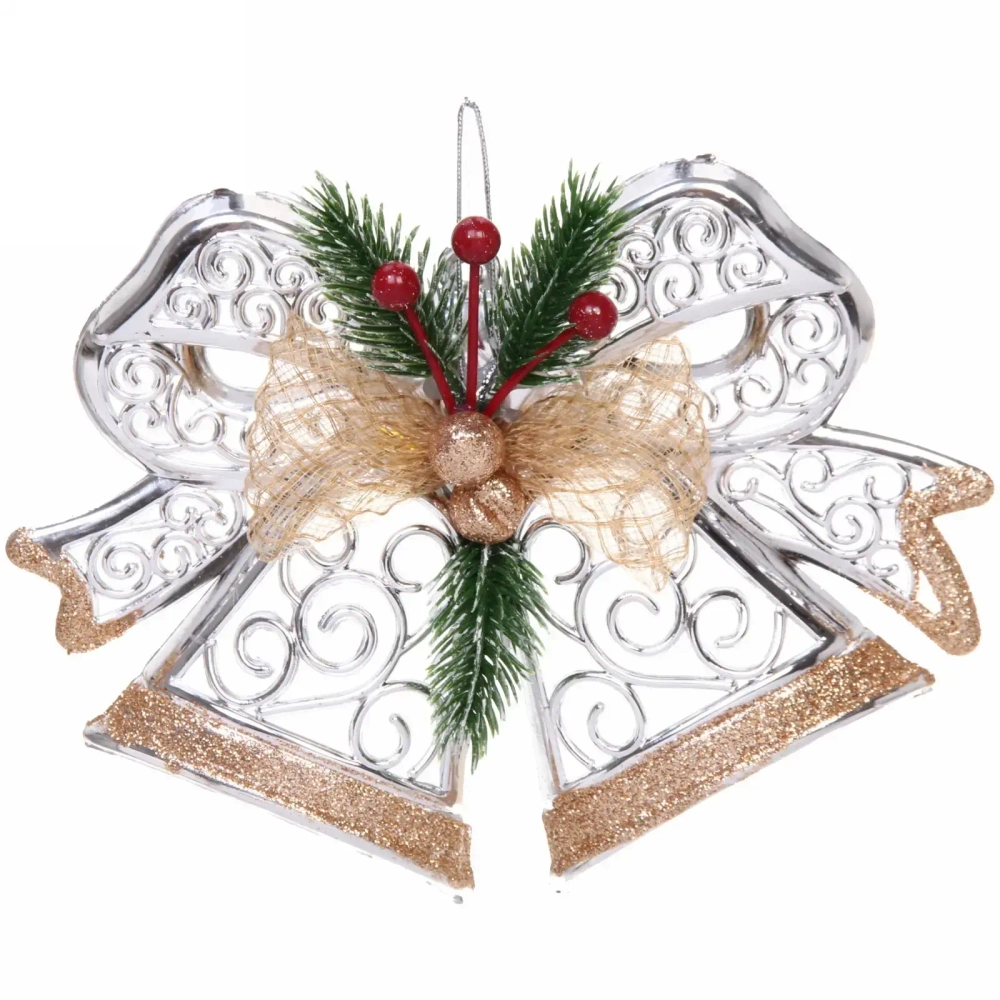 Украшение новогоднее «Яркие краски зимы» 20*15 см, Серебро/шампань