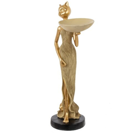 GAEM Фигурка декоративная "Кошка" с подставкой д/мелочей, L15 W9,5 H33 см