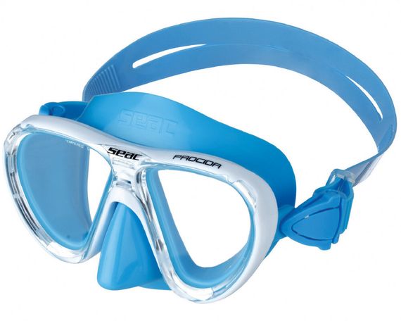 Маска детская Seac Procida junior белая рамка/синий силикон