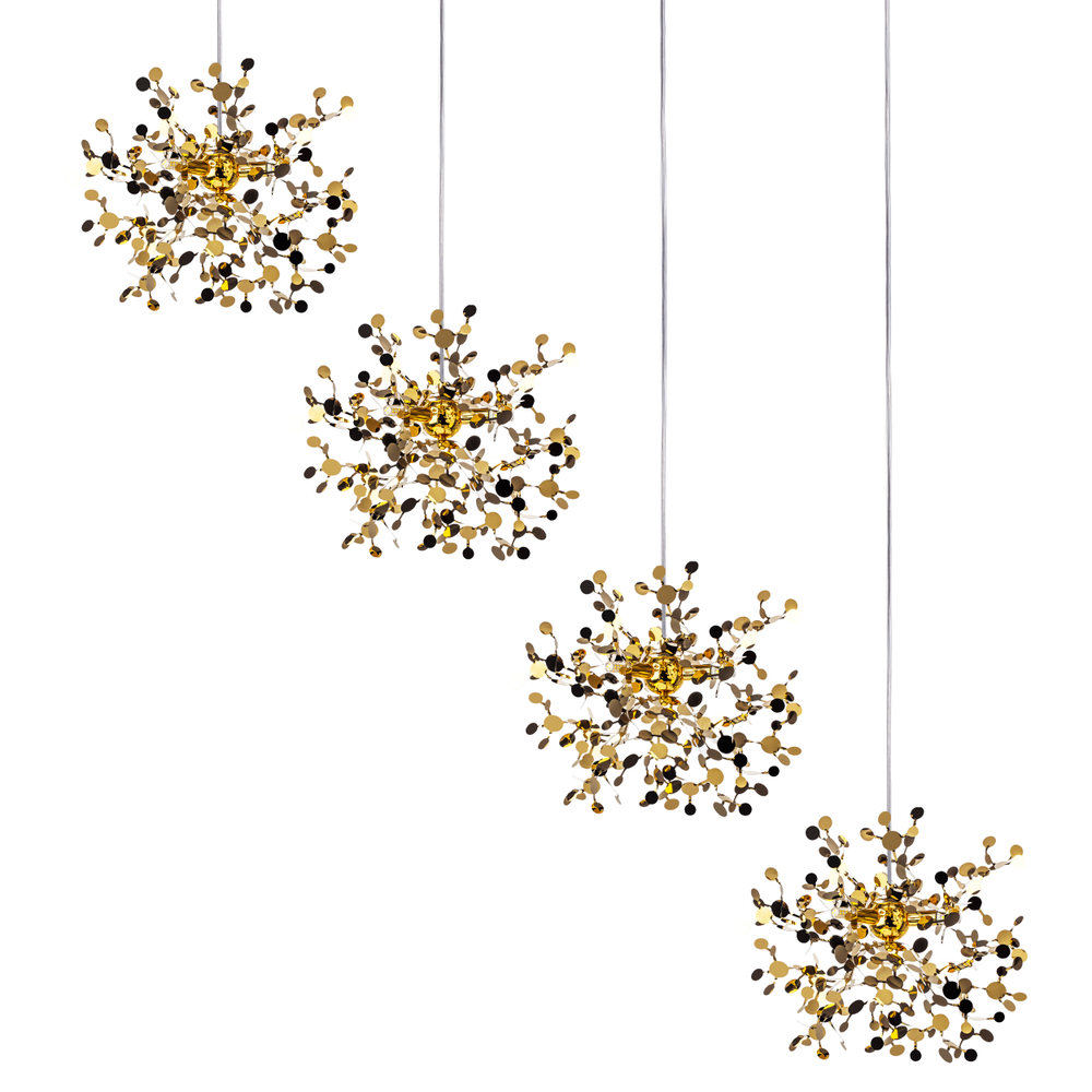 L4PL721132 Подвес четверной линейный EXTRA 4x3x5W(led) G9  (721132 - 4 + 572142 -1) ЗОЛОТО