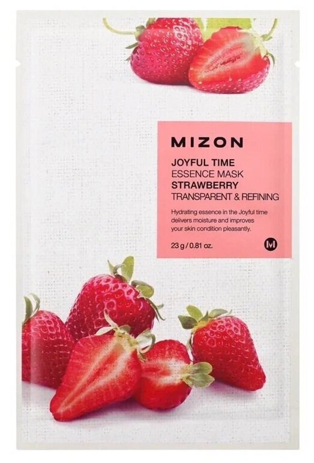 Маска тканевая осветляющая с клубникой Mizon Joyful Time Essence Mask - Strawberry 23 мл