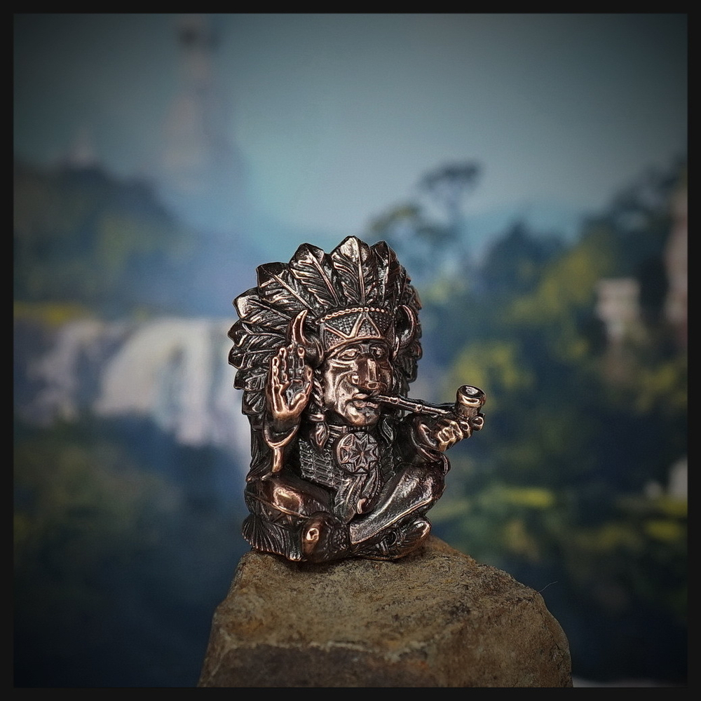 Темлячная бусина "Сидящий Бык" для ножей , бронза