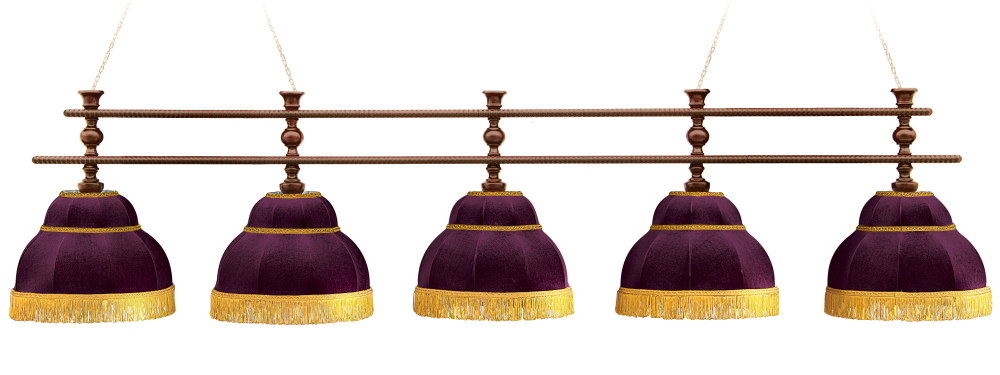 Лампа Барон-Люкс 5пл. ясень (№4,бархат зеленый,бахрома желтая,фурнитура золото)