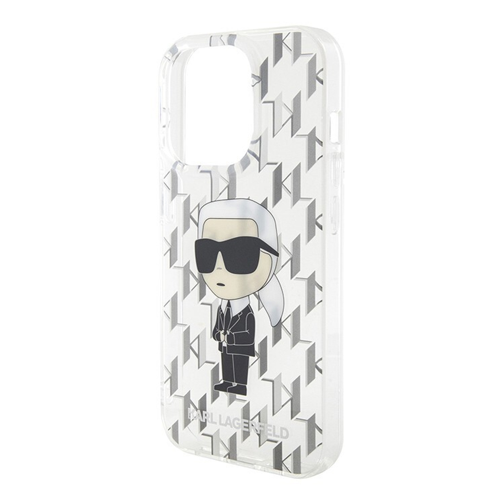 Чехол Karl Lagerfeld PC/TPU Monogram NFT Karl Ikonik для iPhone 15 Pro Hard Transparent (Белый)