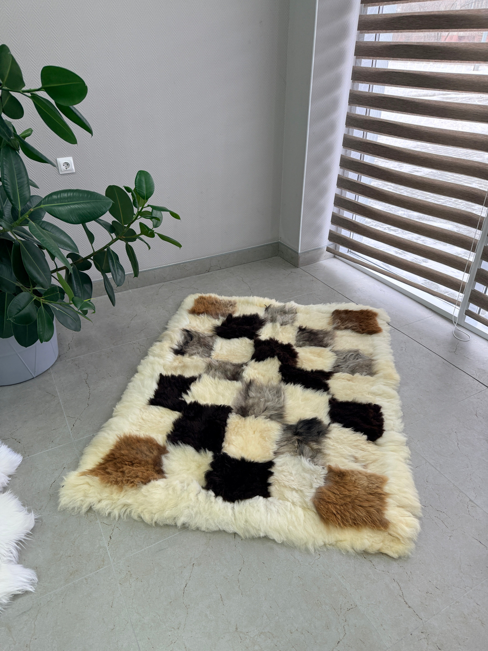 Ковер прямоугольный натуральный мех овчина