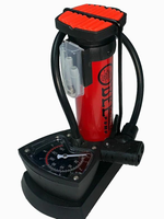Насос BEE PUMP ножной, со шлангом, под ниппель AV/FV, с манометром, 1 баллон, черно-красный (20)
