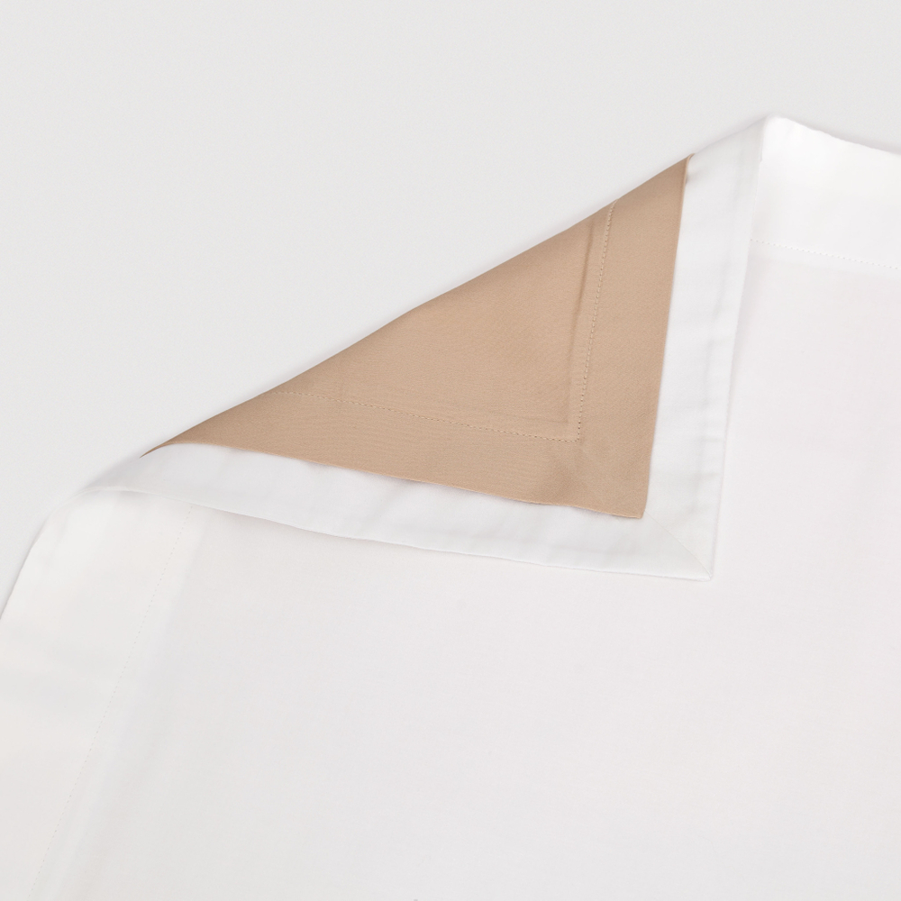 Постельное белье cемейное Сlaire&Caroll Lili бежевое с белым кантом