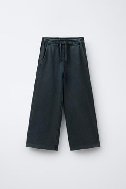 ZARA БРЮКИ WIDE LEG С ЭФФЕКТОМ ПОТЕРТОСТИ, АНТРАЦИТОВО-СЕРЫЙ