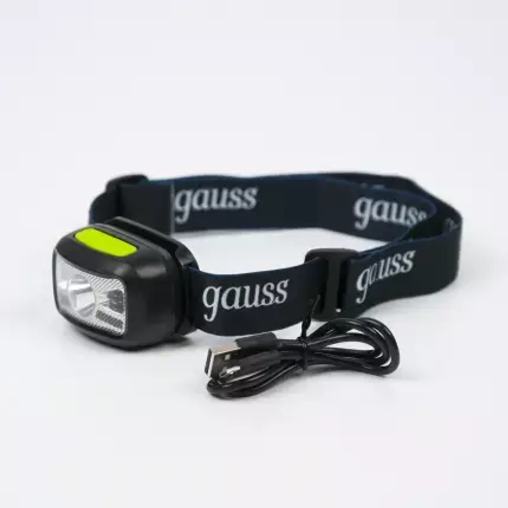 Фонарь Gauss LED налобный модель GFL402 3W 220lm Li-on 1200mAh