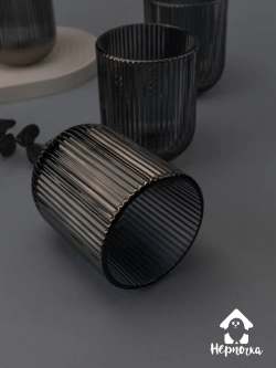 Набор ребристых стаканов для виски, 270 мл. 6 шт. Черные