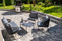 "Милан" лаунж-зона 4-местная плетеная из роупа (веревки), каркас алюминиевый темно-серый, роуп темно-серый